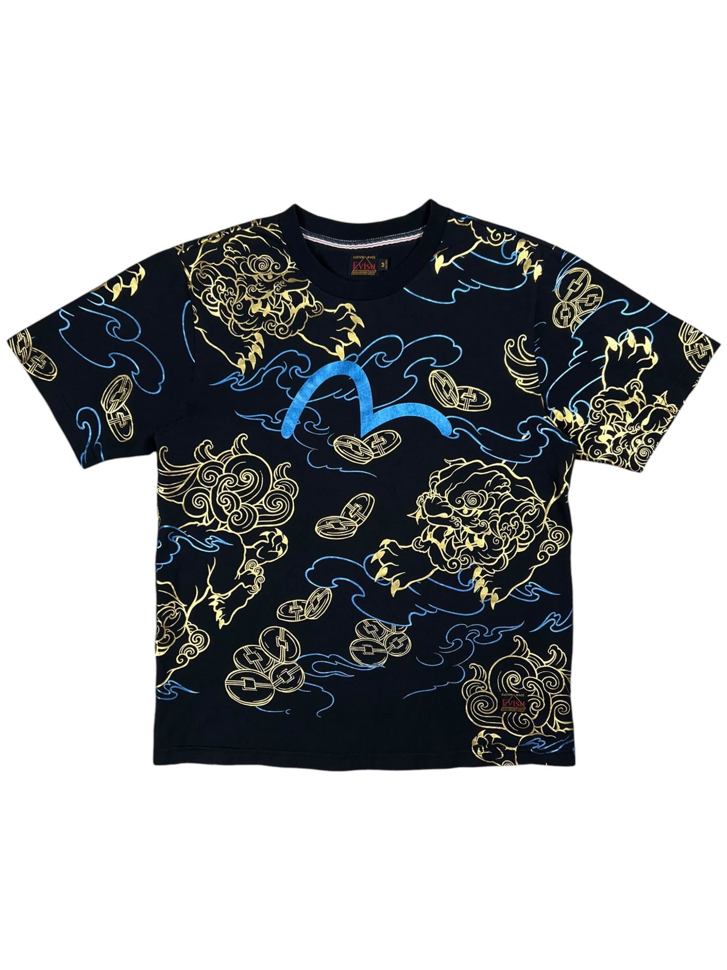 Y2K Evisu Kirin Foil all over print tee (M)
