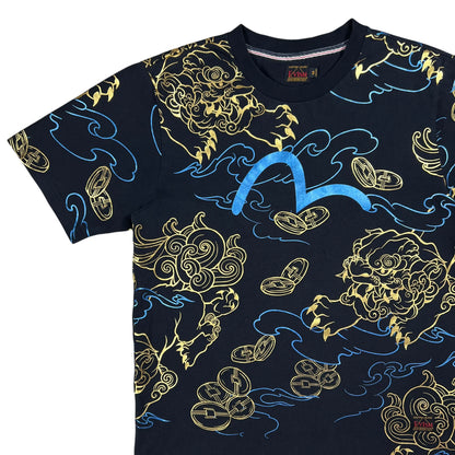 Y2K Evisu Kirin Foil all over print tee (M)