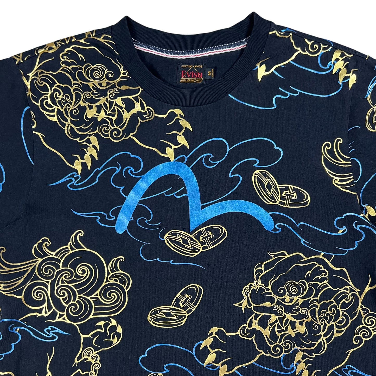 Y2K Evisu Kirin Foil all over print tee (M)