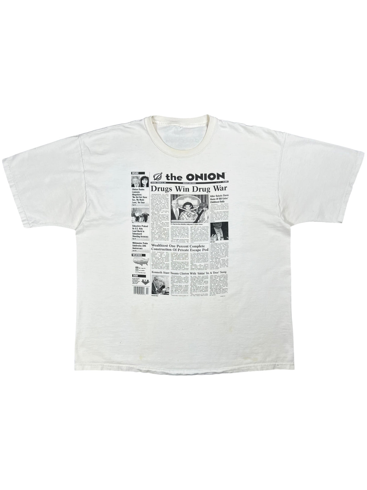 Vintage 1999 The Onion Drugs Win Drug War parody newspaper tee (XL)
