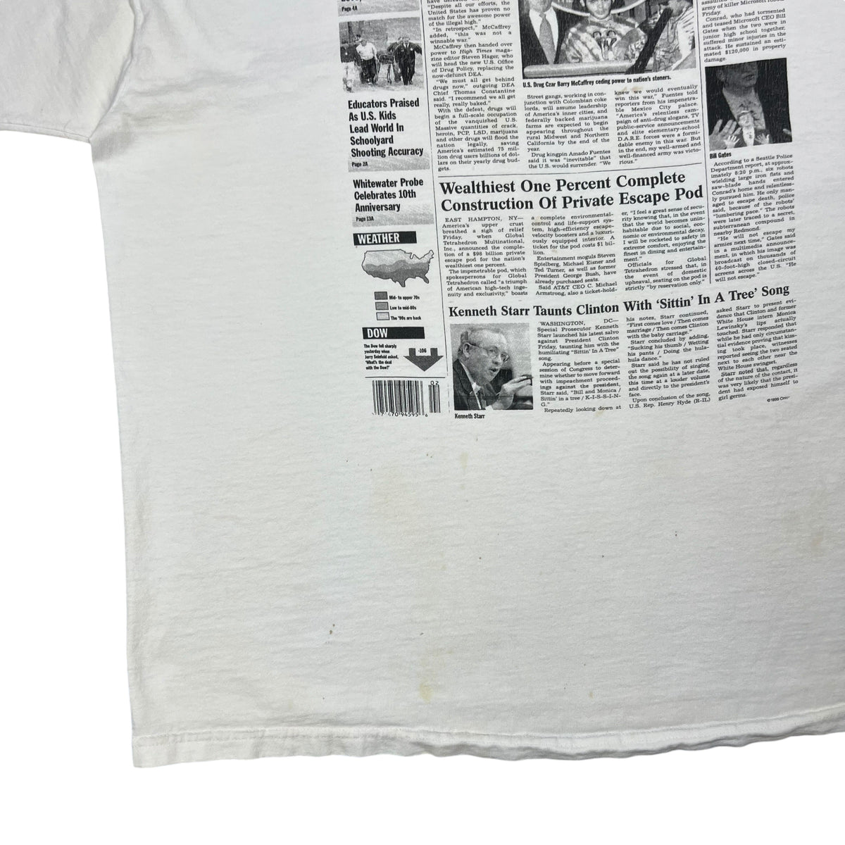 Vintage 1999 The Onion Drugs Win Drug War parody newspaper tee (XL)