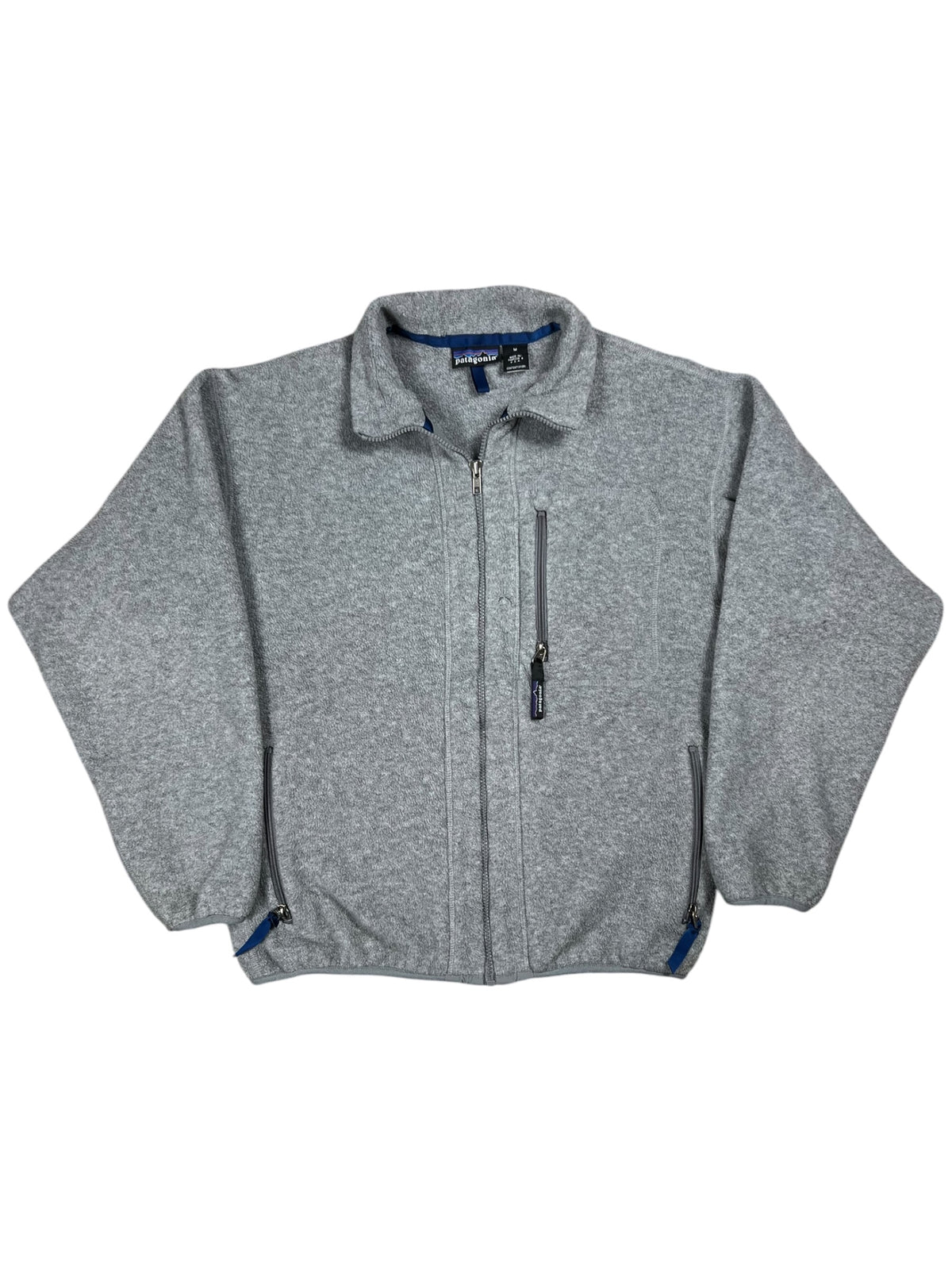 Vintage 90s Patagonia full zip faded grey fleece jacket (M)