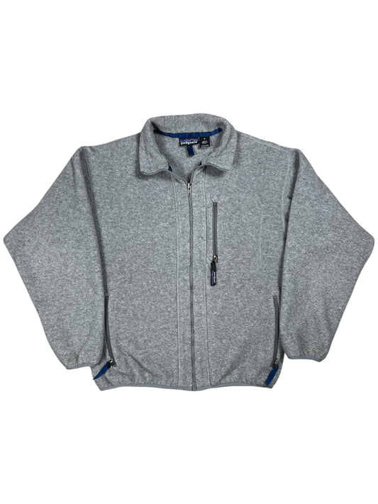 Vintage 90s Patagonia full zip faded grey fleece jacket (M)
