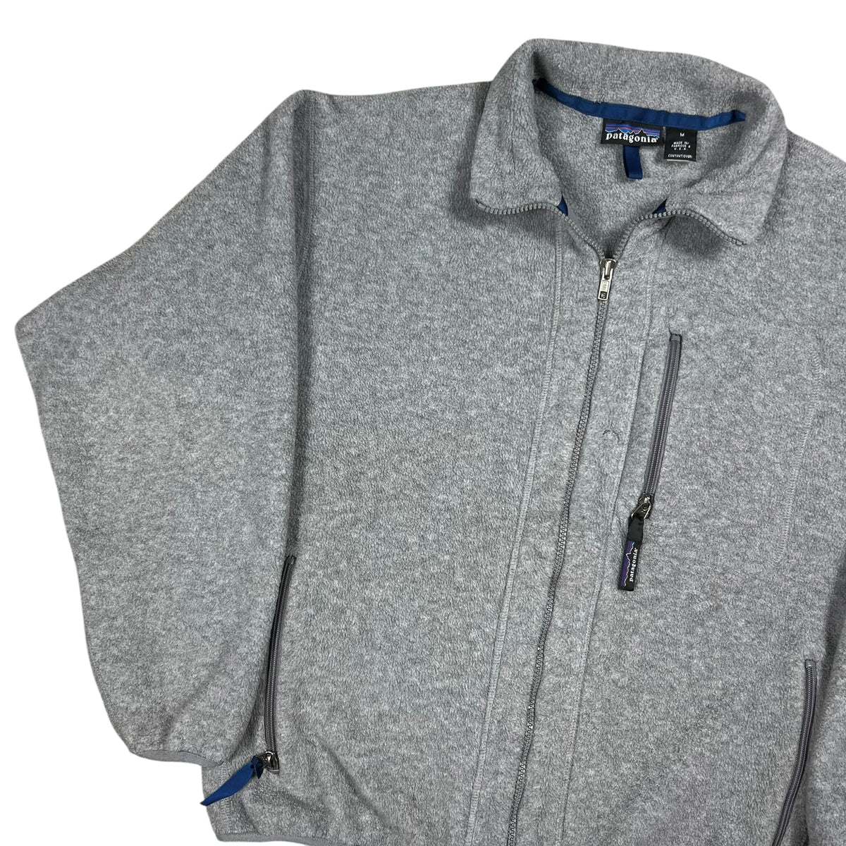 Vintage 90s Patagonia full zip faded grey fleece jacket (M)