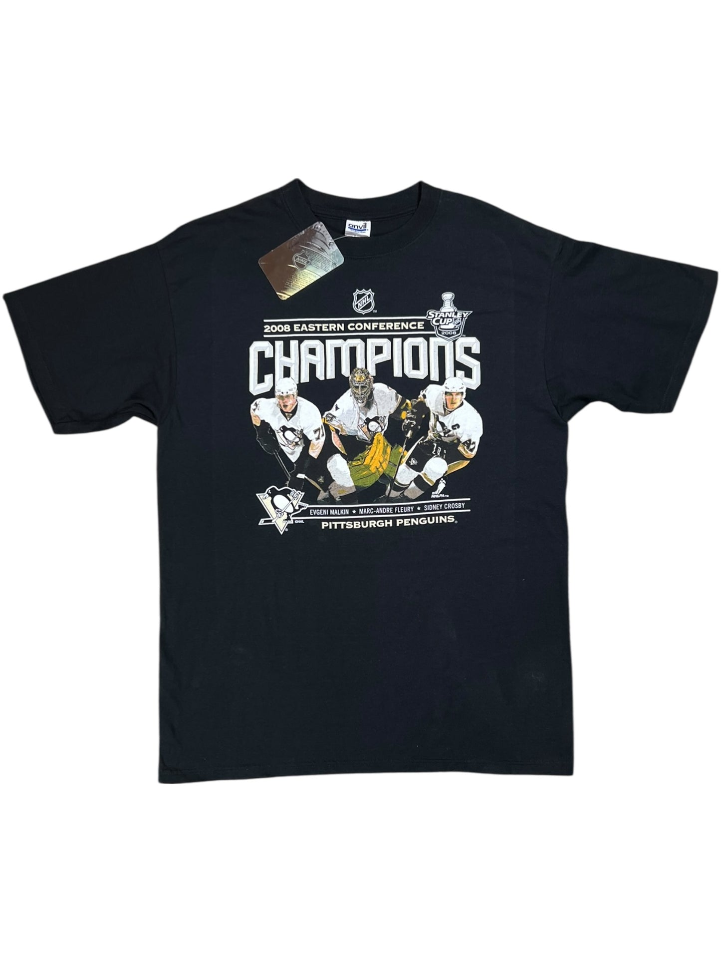 2008 Pittsburgh Penguins Evgeni Malkin Marc Andre Fleury Sidney Crosby NHL tee (L) DS NWT