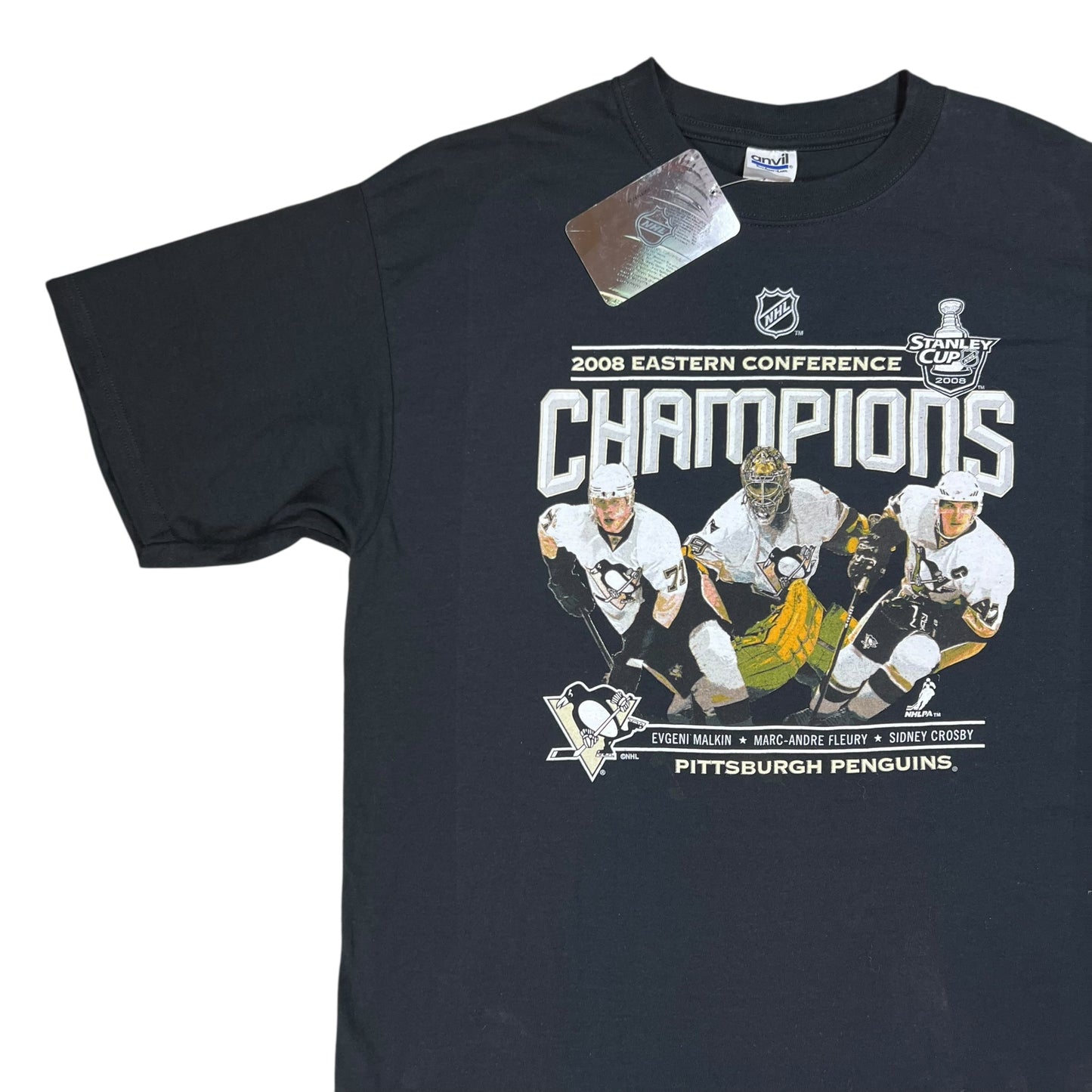 2008 Pittsburgh Penguins Evgeni Malkin Marc Andre Fleury Sidney Crosby NHL tee (L) DS NWT