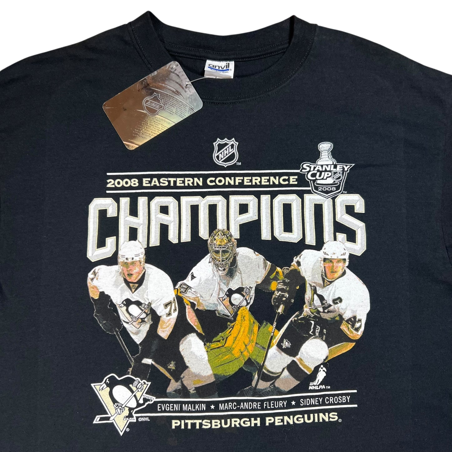 2008 Pittsburgh Penguins Evgeni Malkin Marc Andre Fleury Sidney Crosby NHL tee (L) DS NWT