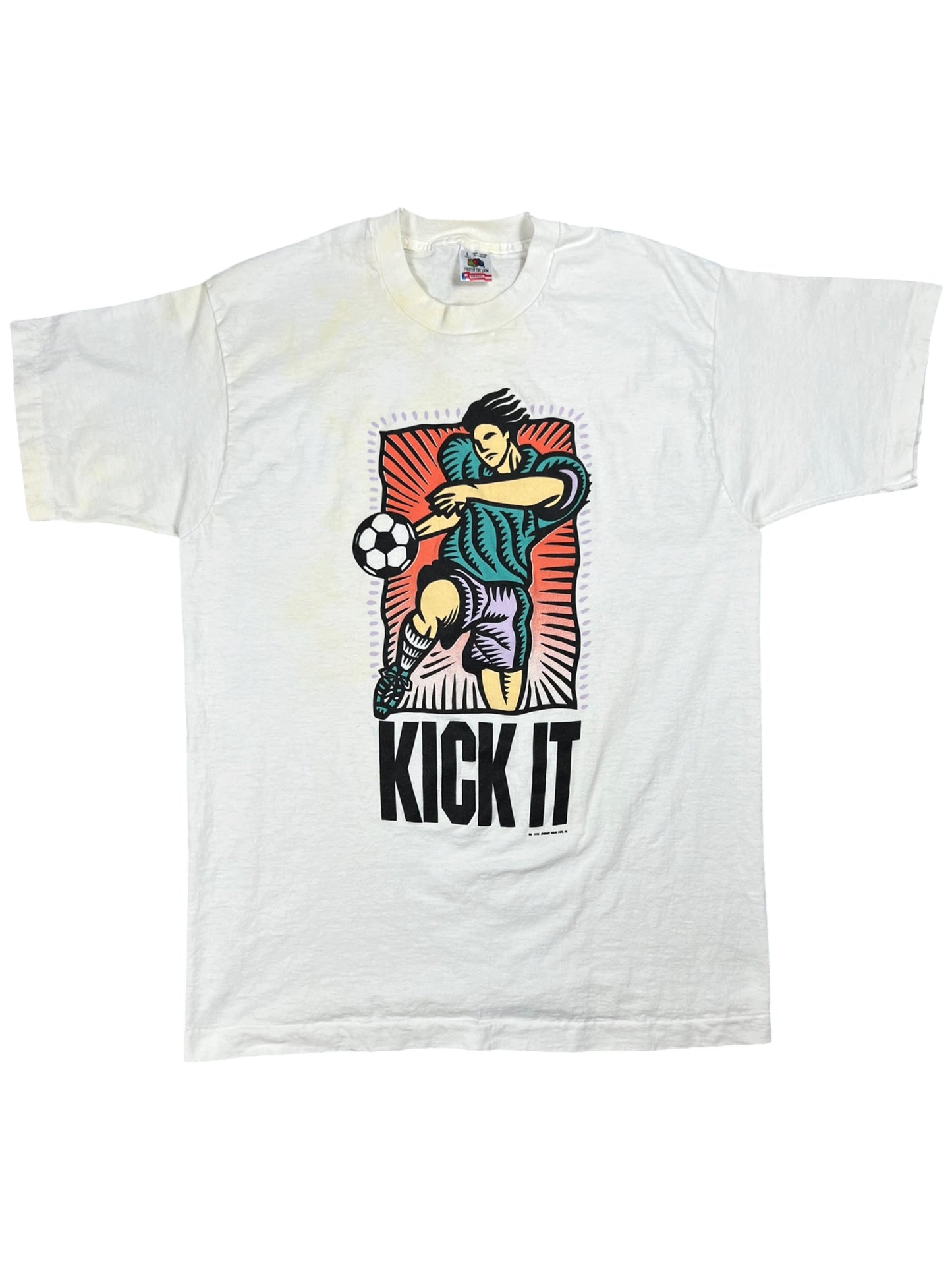 Vintage 1994 Kick It Soccer Art tee (L)
