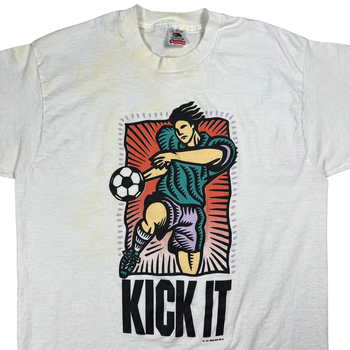 Vintage 1994 Kick It Soccer Art tee (L)