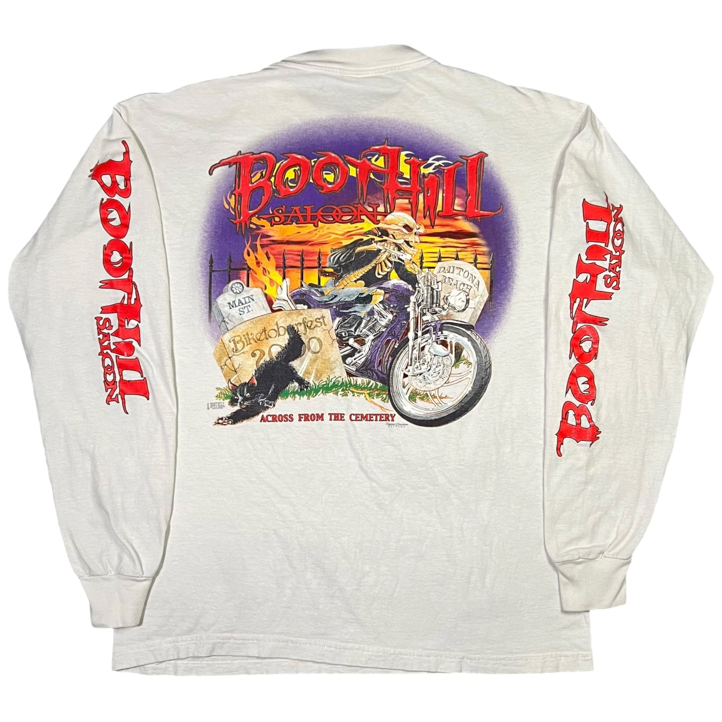 Vintage 2000 Boot Hill Saloon Biketoberfest long sleeve print shirt (XL)