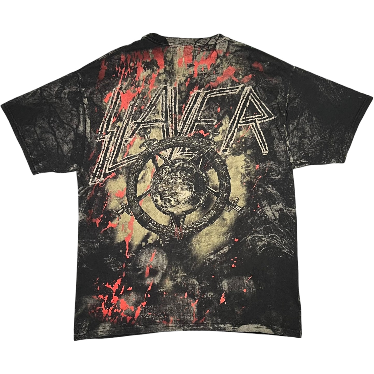 Vintage Y2K Hanes Slayer all over print band tee (L)