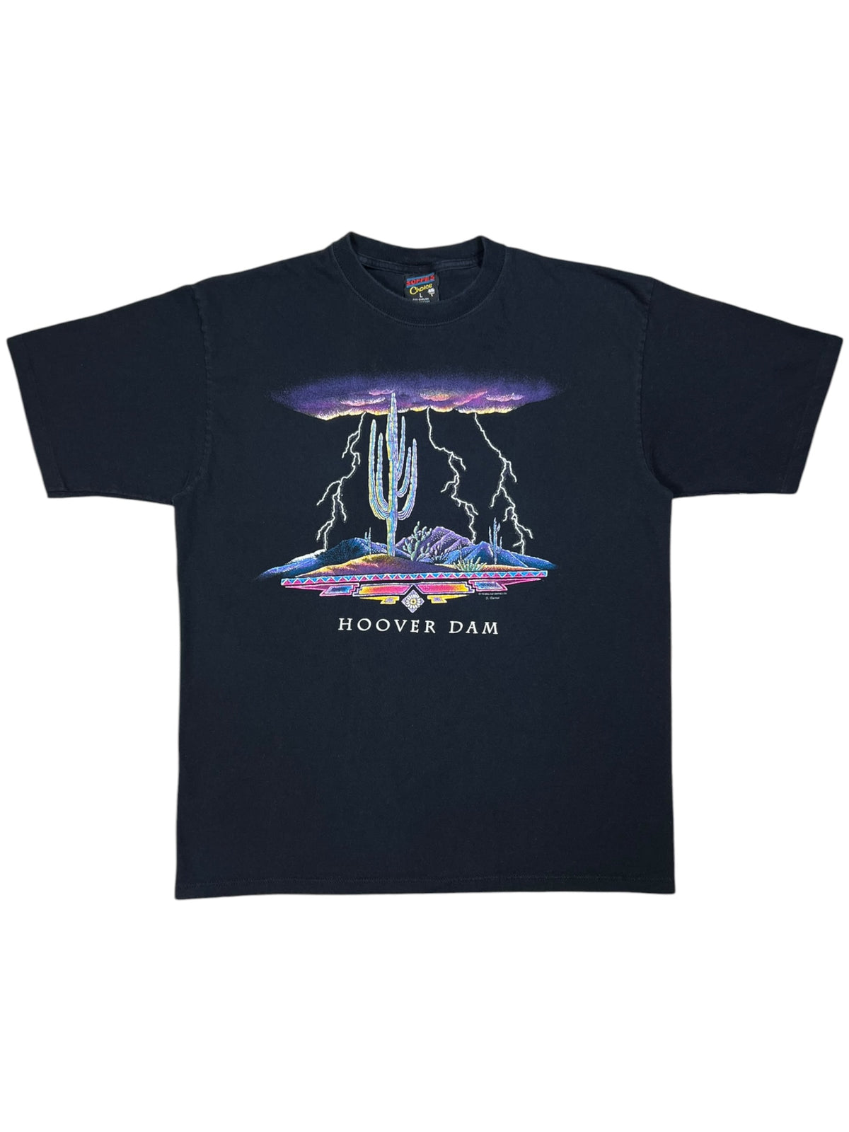 Vintage 1996 Hoover Dam Lightning Storm Desert tee (L)