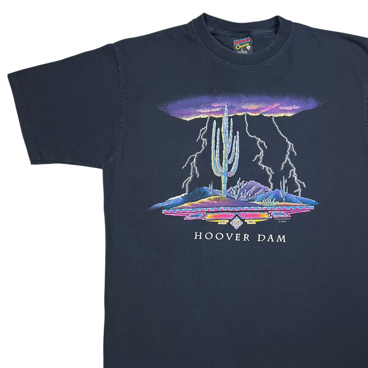 Vintage 1996 Hoover Dam Lightning Storm Desert tee (L)