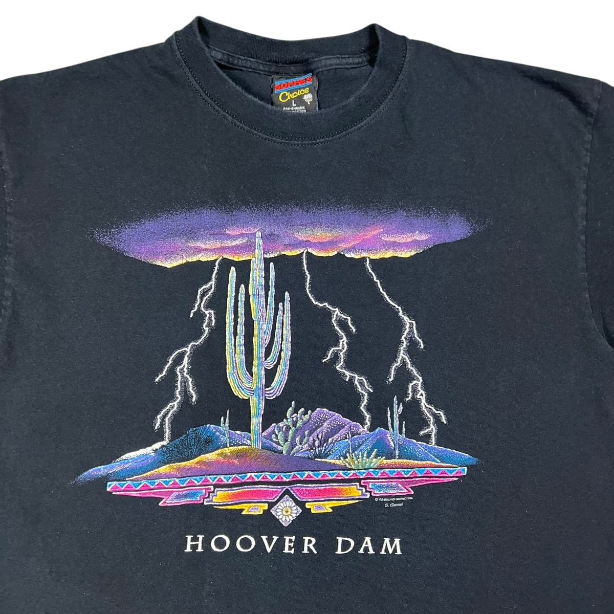 Vintage 1996 Hoover Dam Lightning Storm Desert tee (L)