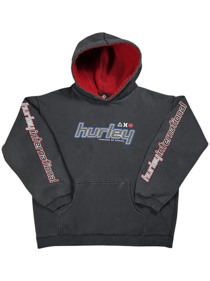 Vintage Y2K Hurley International Freedom of Choice faded surf wear sleeve print hoodie (M/L)