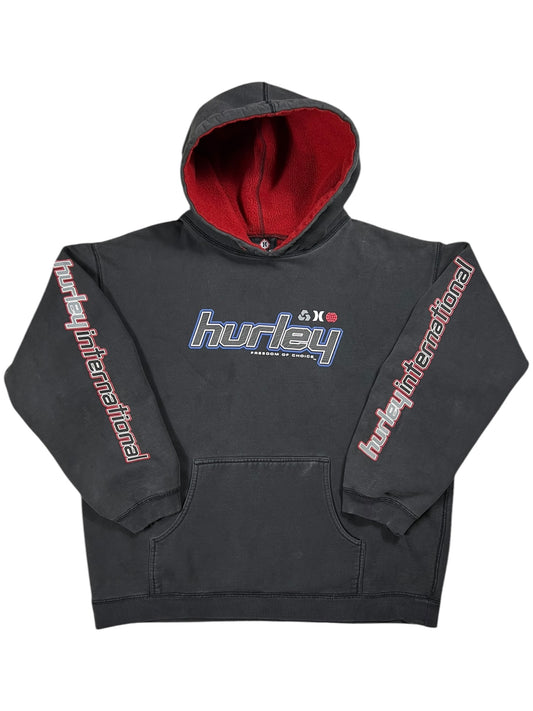 Vintage Y2K Hurley International Freedom of Choice faded surf wear sleeve print hoodie (M/L)