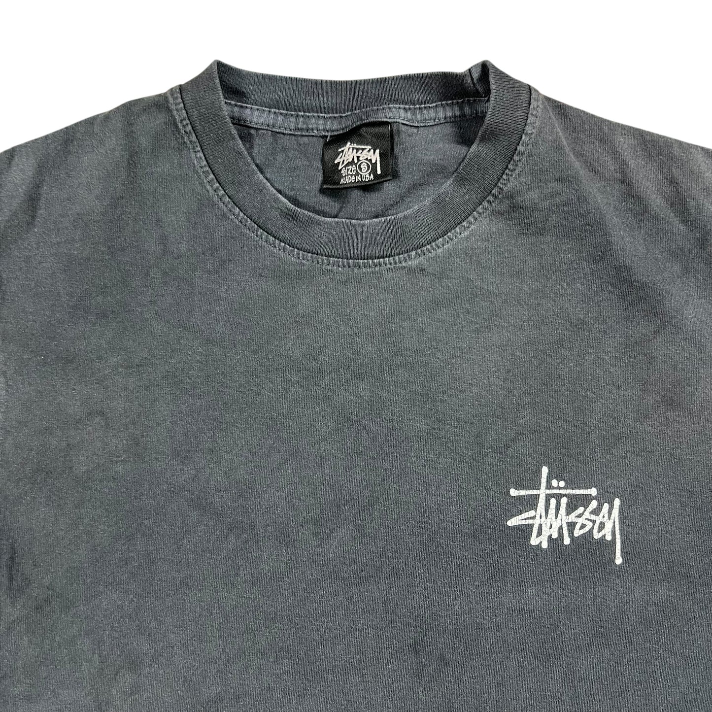Y2K Stüssy faded black logo tee (S)