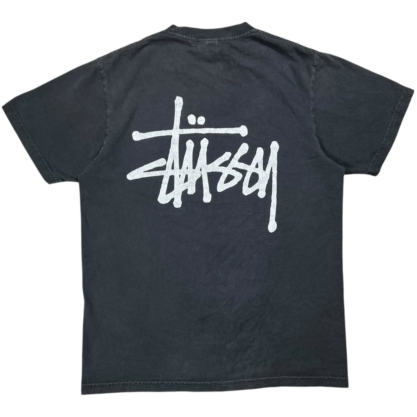 Y2K Stüssy faded black logo tee (S)