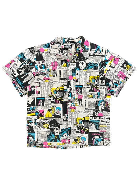 Vintage 80s BonHomme Pop Art loop bar button up shirt (M/L)