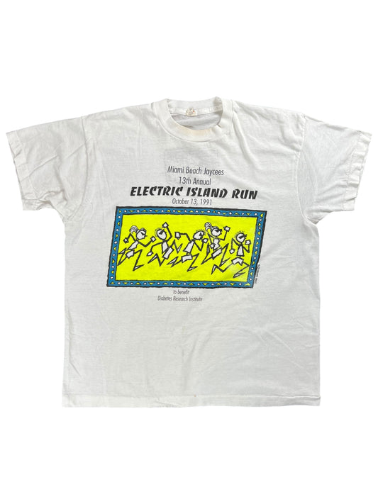 Vintage 1991 Electric Island Run art style tee (L)