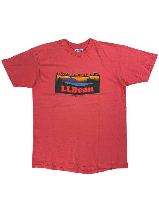 Vintage 80s L.L. Bean salmon pink logo tee (M)