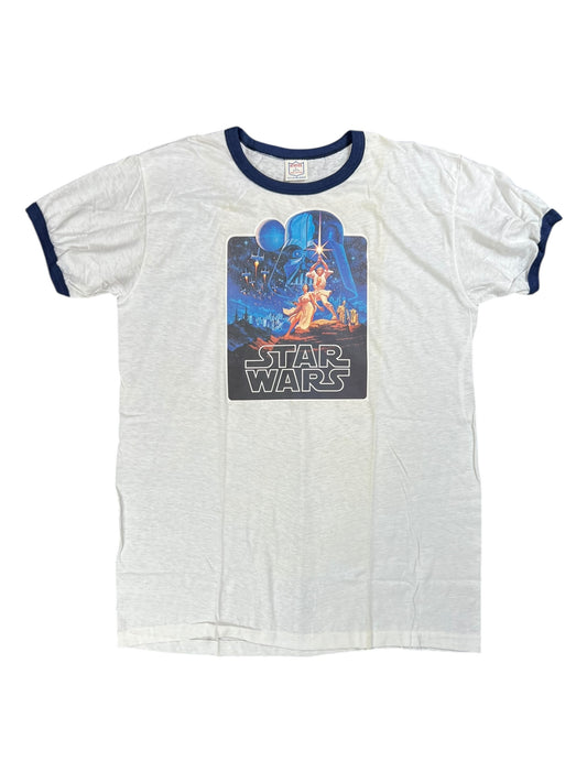 Vintage 1977 Star Wars A New Hope movie ringer tee (L)