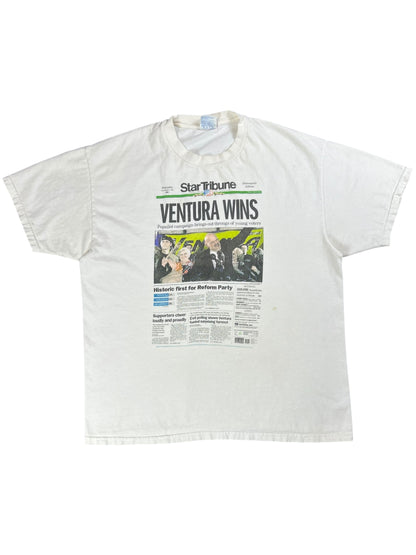 Vintage 1998 Jesse Ventura Governor WWE political newspaper tee (XL)