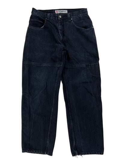 Vintage Y2K Anchor Blue double knee baggy black denim jeans (32x31)