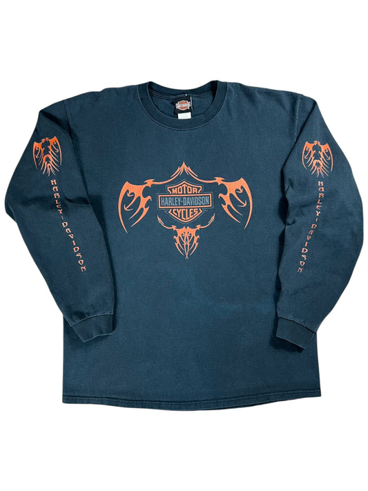 Vintage 1999 Harley Davidson Motorcycles long sleeve print biker shirt (XL)