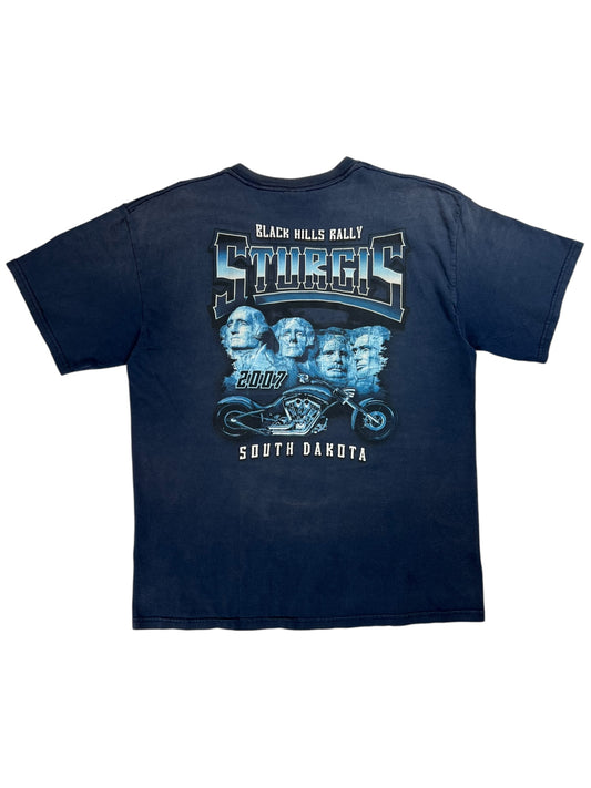 Vintage 2007 Black Hills Sturgis Biker rally faded tee (L)