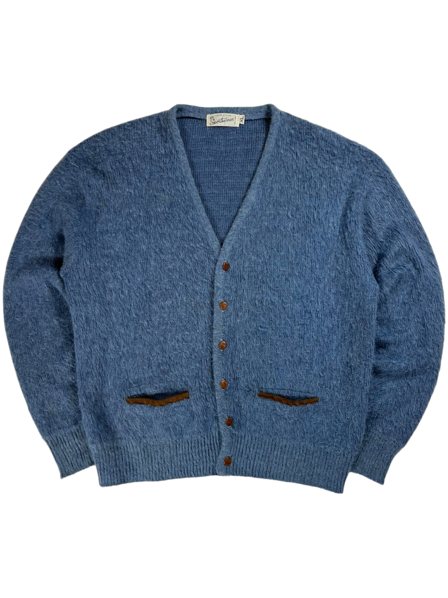 Vintage 1970s Sportswear blue mohair cardigan sweater (L)