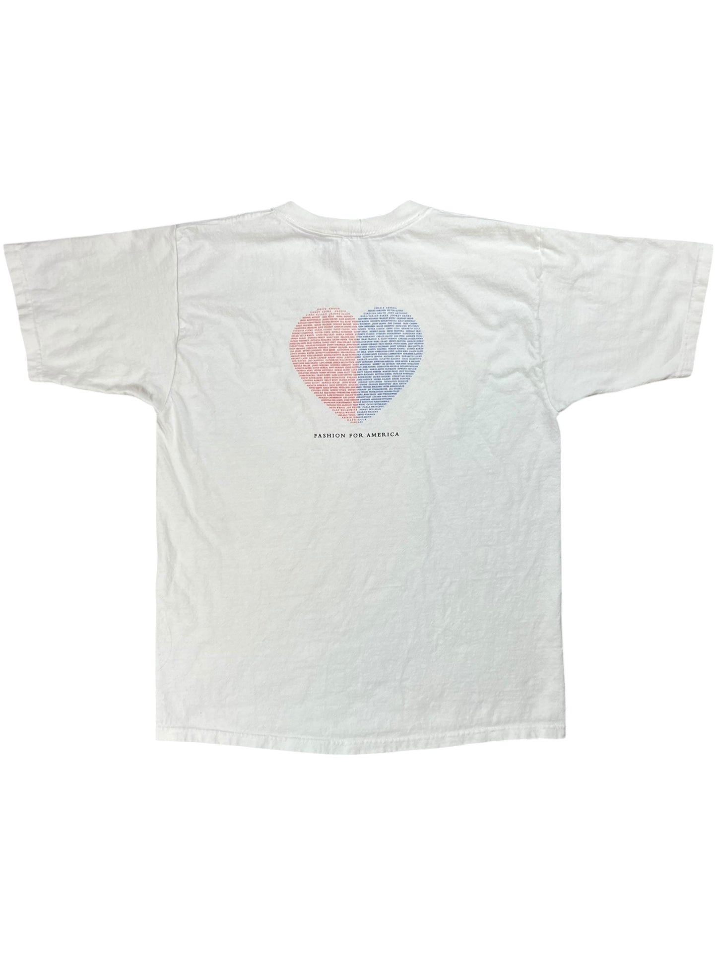 Vintage 90s fashion for America heart thread tee (L)