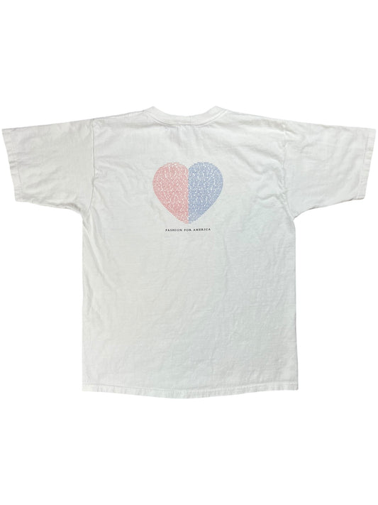 Vintage 90s fashion for America heart thread tee (L)