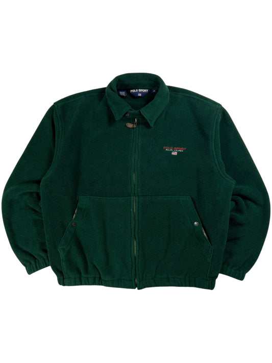 Vintage 90s Polo Sport Ralph Lauren USA green full zip fleece (L)