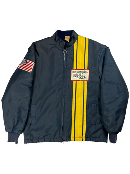 Vintage 1970s Keep On Truckin’ Robert Crumb patch Sherpa lined jacket (L)