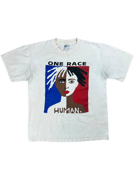 Vintage Y2K One Race Human art tee (M)