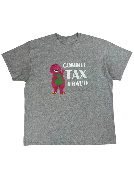 Y2K Barney COMMIT TAX FRAUD parody tee (XL)