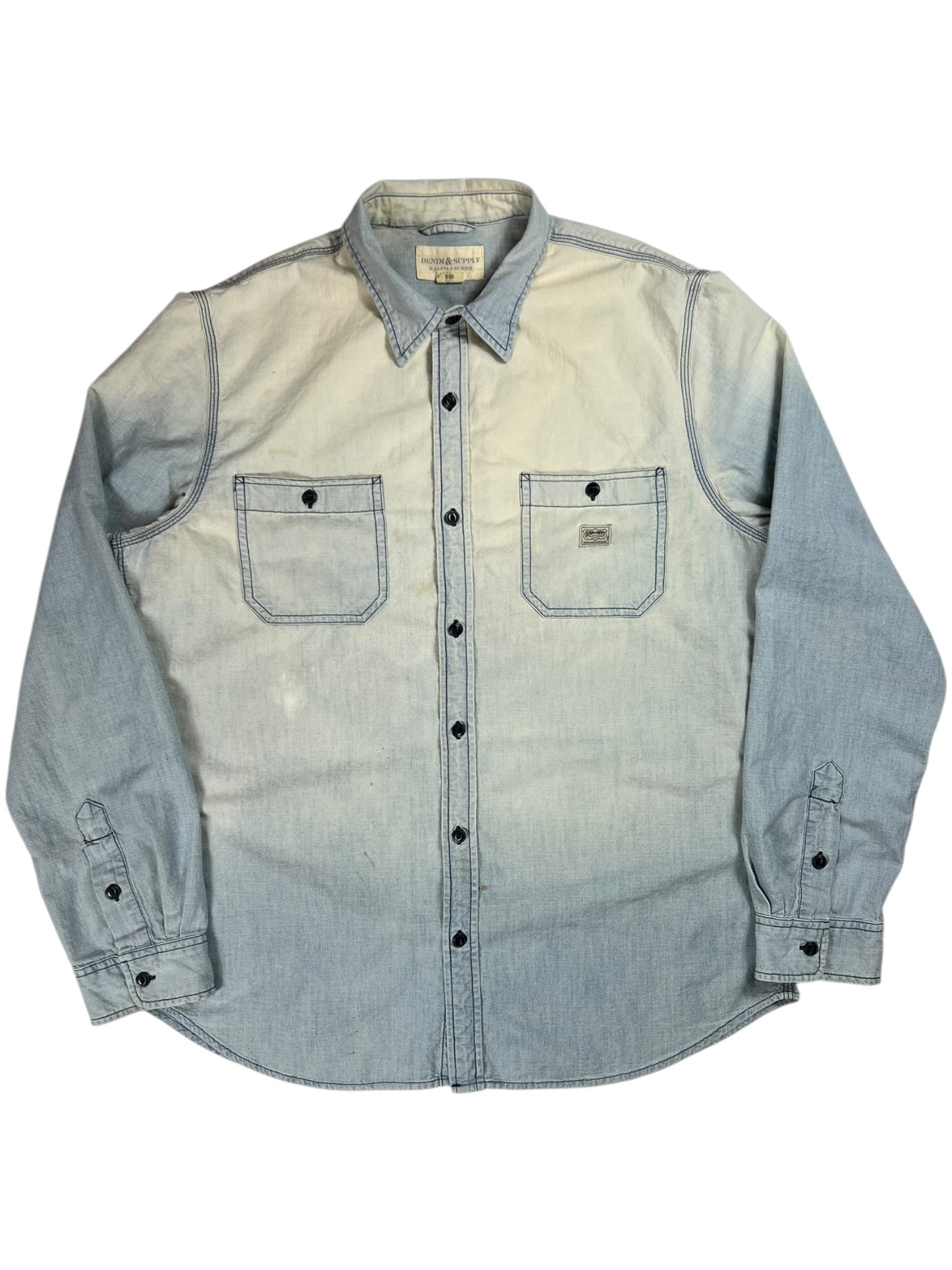 Y2K Ralph Lauren Denim & Supply faded denim bandana button up shirt (XL)
