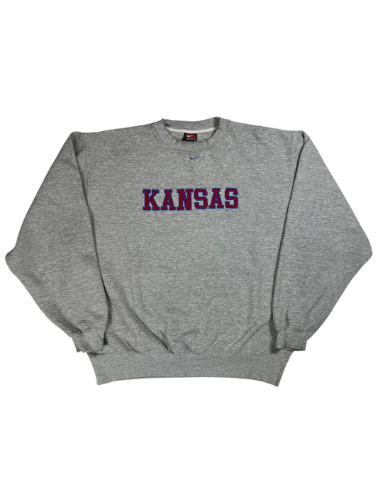 Vintage Y2K Nike center swoosh Kansas Jayhawks crewneck (L/XL)