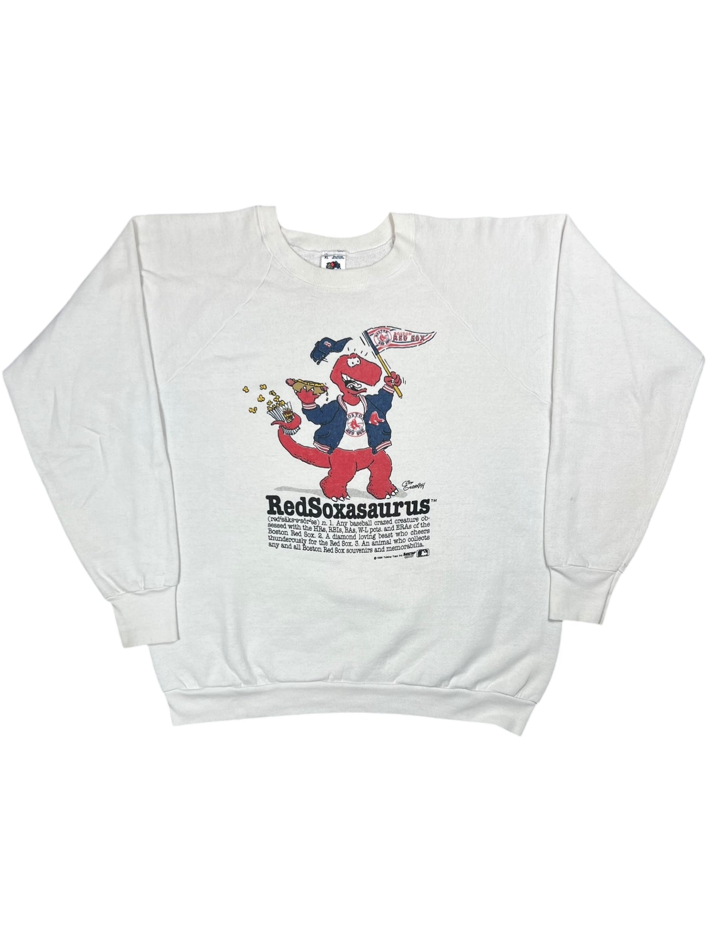 Vintage 1989 Talking Tops Redsoxasaurus Boston Red Sox Cliff Galbraith crewneck (L/XL)