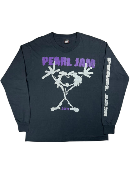 Vintage 1992 Pearl Jam Stickman Alive long sleeve print band shirt (XL)