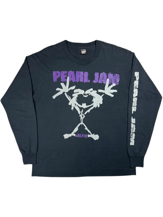 Vintage 1992 Pearl Jam Stickman Alive long sleeve print band shirt (XL)