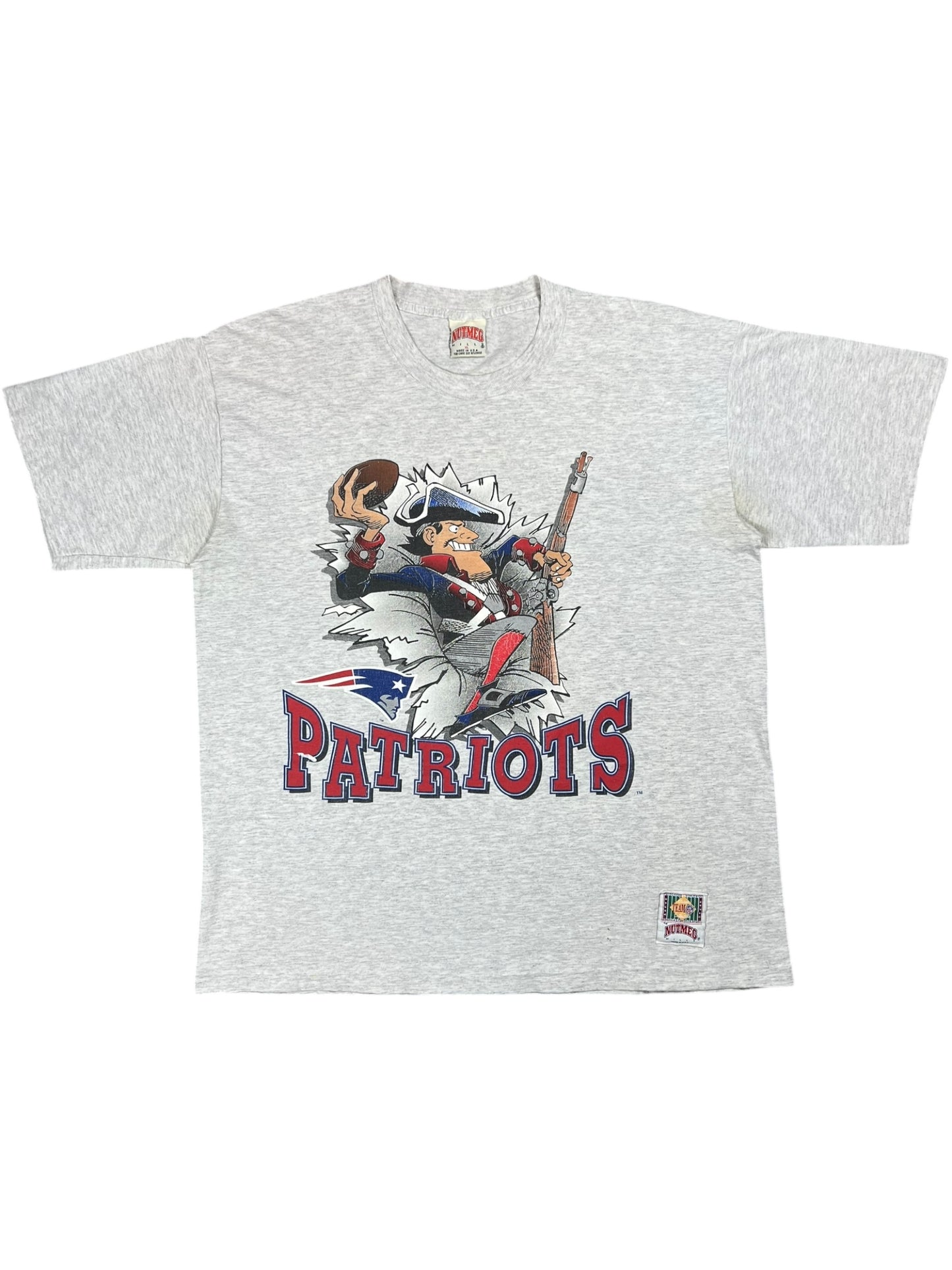 Vintage 1993 Nutmeg New England Patriots Jack Davis Pat Patriot break through tee (XL)