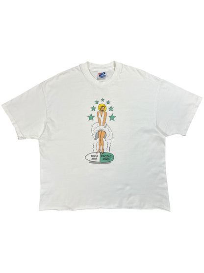 Vintage 90s Marilyn Monroe Prozac Nation antidepressants tee (L)