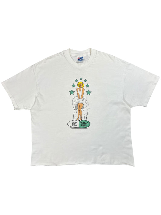 Vintage 90s Marilyn Monroe Prozac Nation antidepressants tee (L)