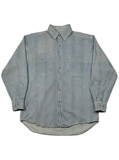 Vintage Y2K The Gap Warehouse navy white striped button up shirt (L)