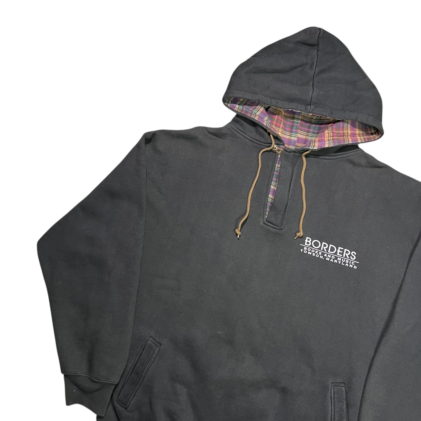 Vintage 90s Borders Books and music store paisley henley hoodie (XL)