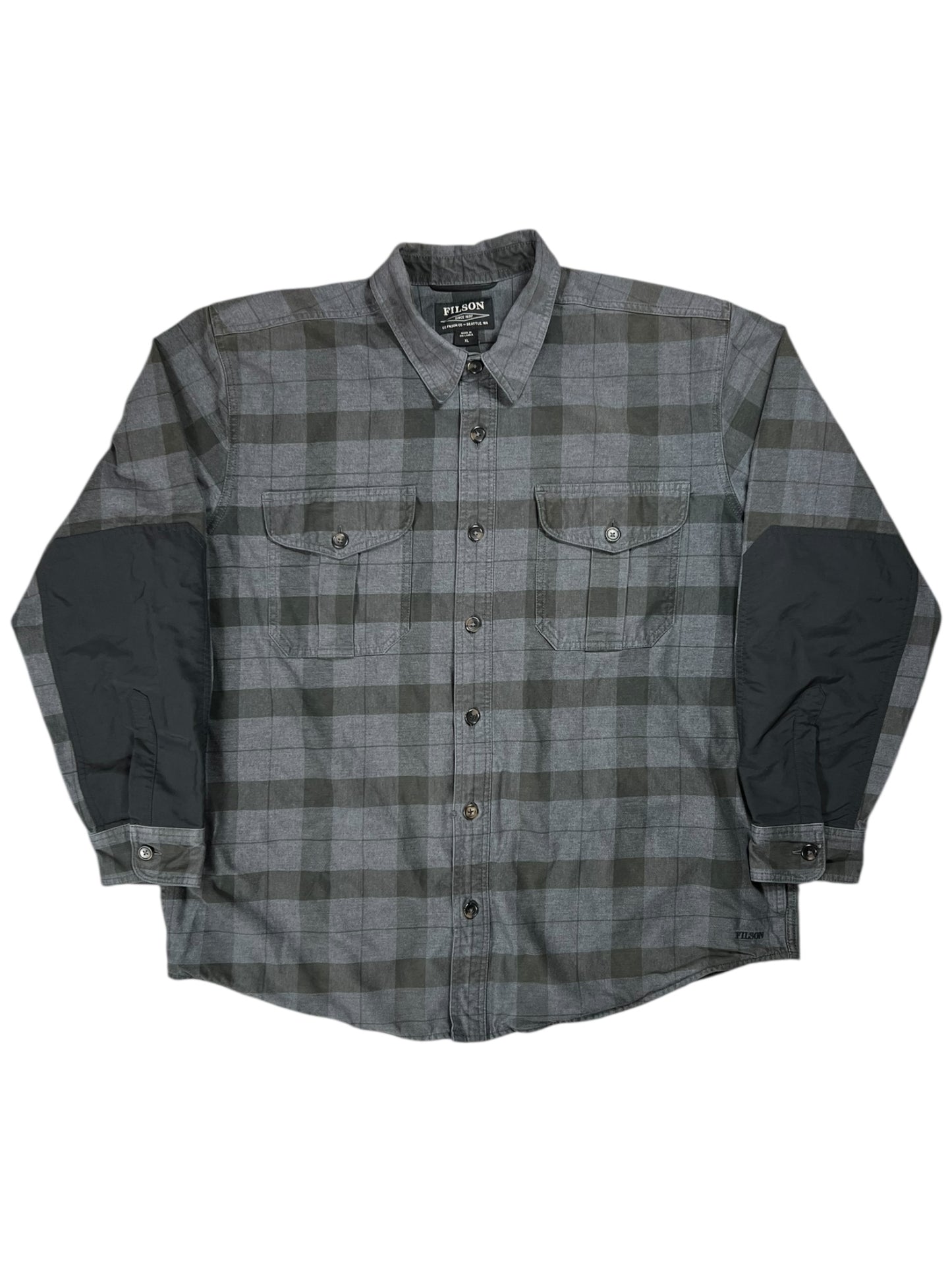 C.C. Filson Co Weather Work Jac-shirt heather gray black button up shirt (XL)