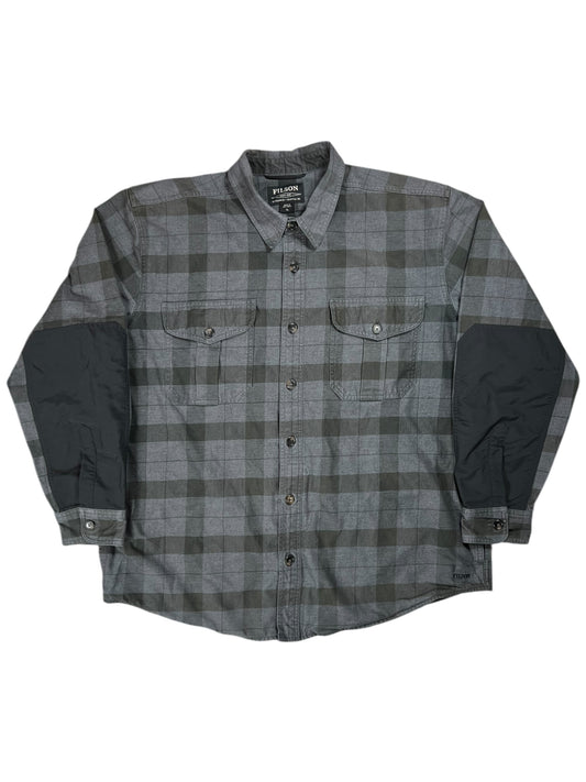 C.C. Filson Co Weather Work Jac-shirt heather gray black button up shirt (XL)