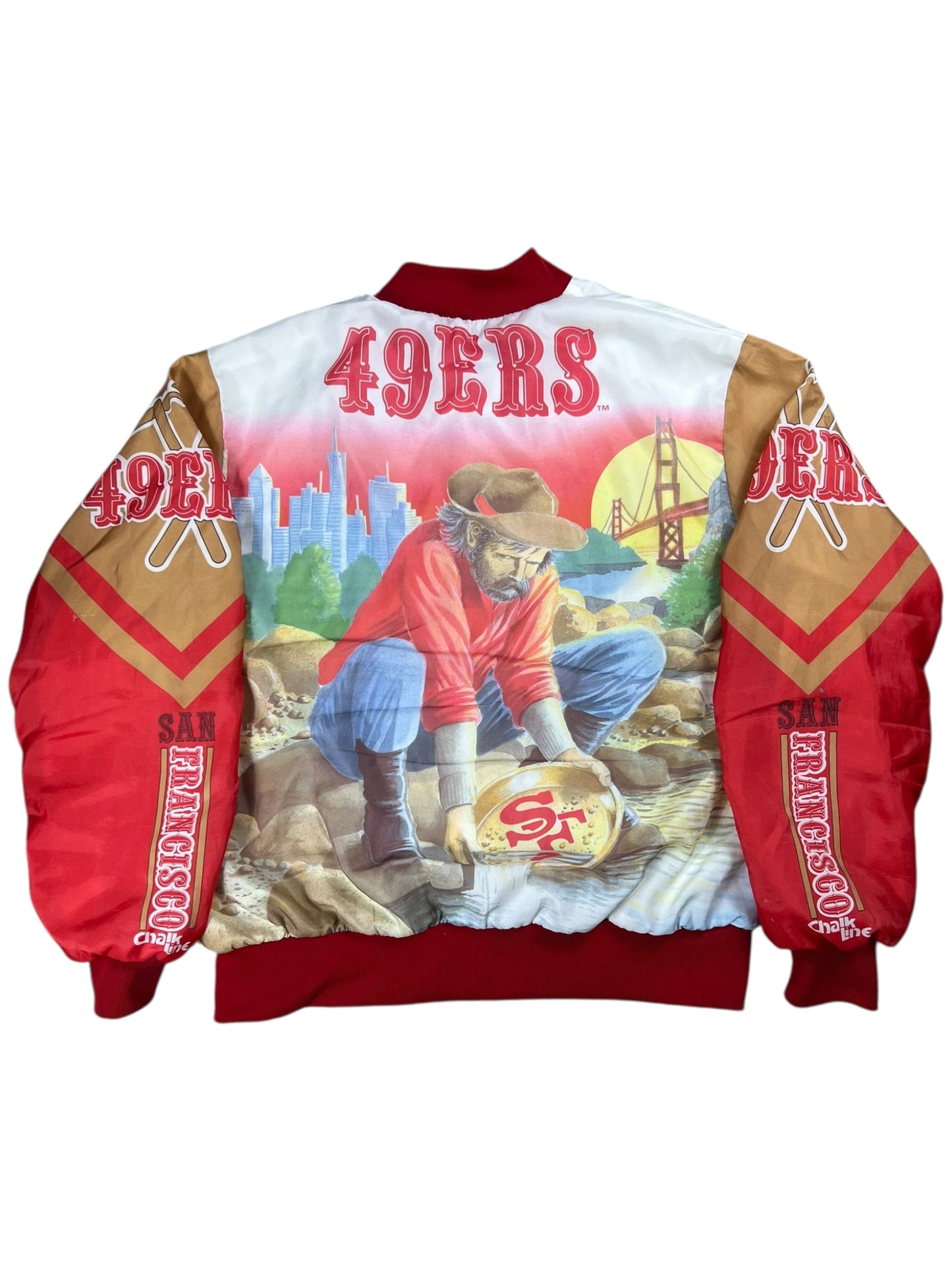 Vintage 90s Chalk Line San Francisco 49ers Miner Fanimation AOP jacket (XL)